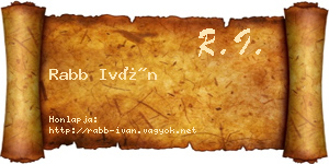 Rabb Iván névjegykártya